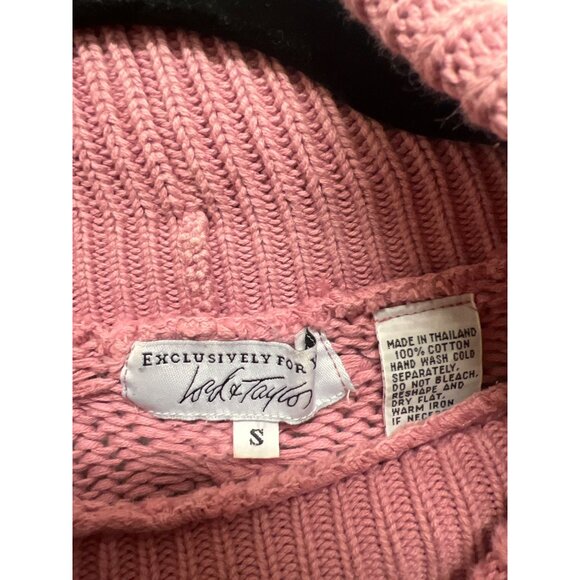 Pink‎ 3D Chunky Cable Knit Turtleneck Sweater By Lord & Taylor S - Picture 5 of 8